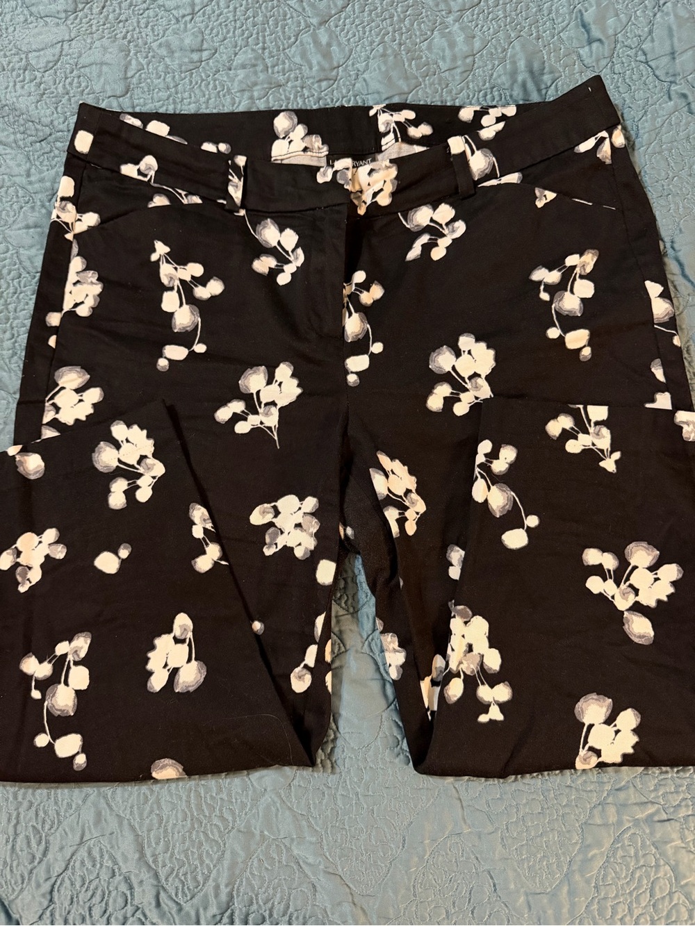 Lane Bryant Black Floral Print Women's Ankle Pants